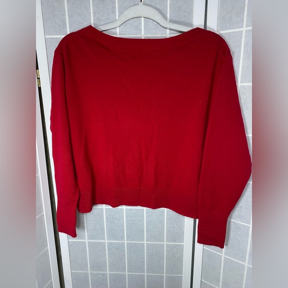 Everlane Deep Red V-Neck Cashmere Sweater - Picture 3 of 6